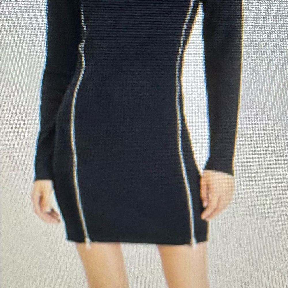 Bar III Elegant Black Dual Zipper Dress, Size L